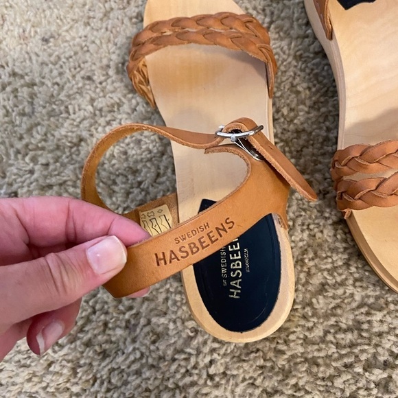 Swedish Hasbeens Women’s Tanja Debutant Clog Sandals Leather Tan Size 38 - Picture 6 of 11